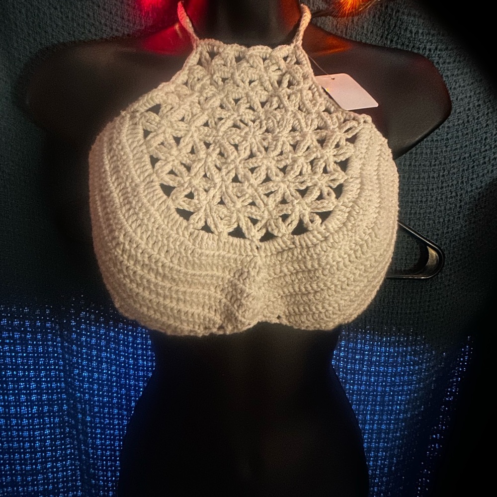 Handmade Cream Crochet Crop Top